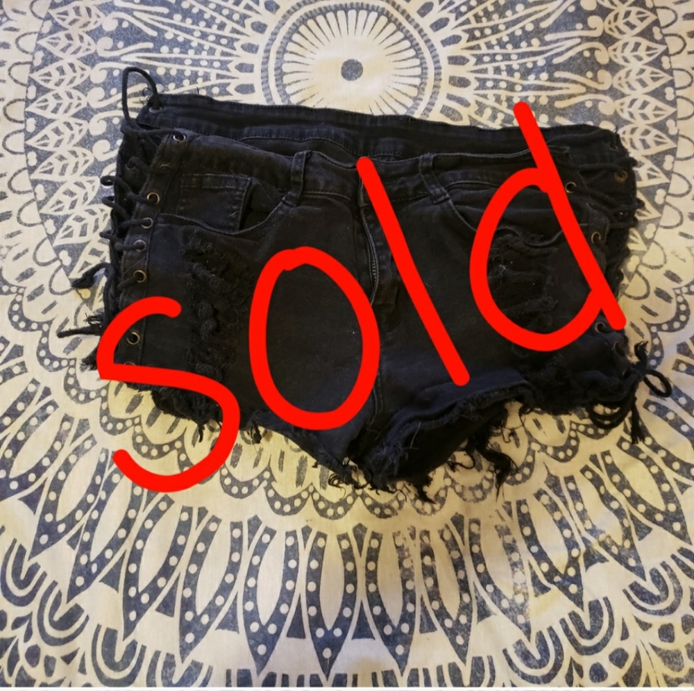 SOLD-2/$12 Black Tie Shorts